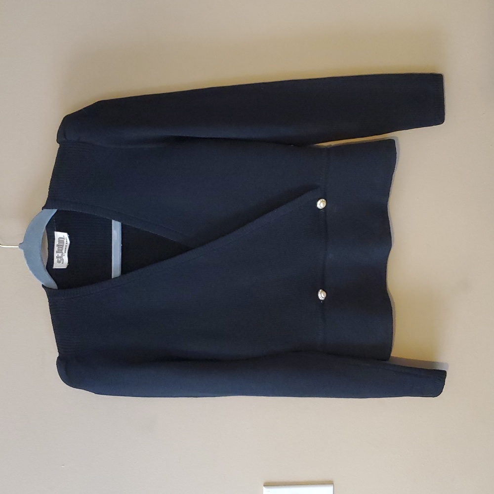 St. John By Marie Gray Santana Knit Faux Wrap Blazer Jacket In Black Size XS